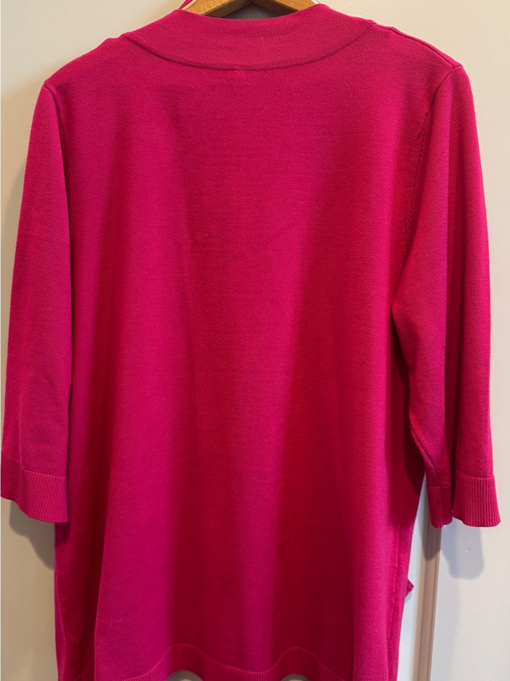 Leo & Nicole Open-Front Cardigan in Bright Pink - Picture 2 of 3